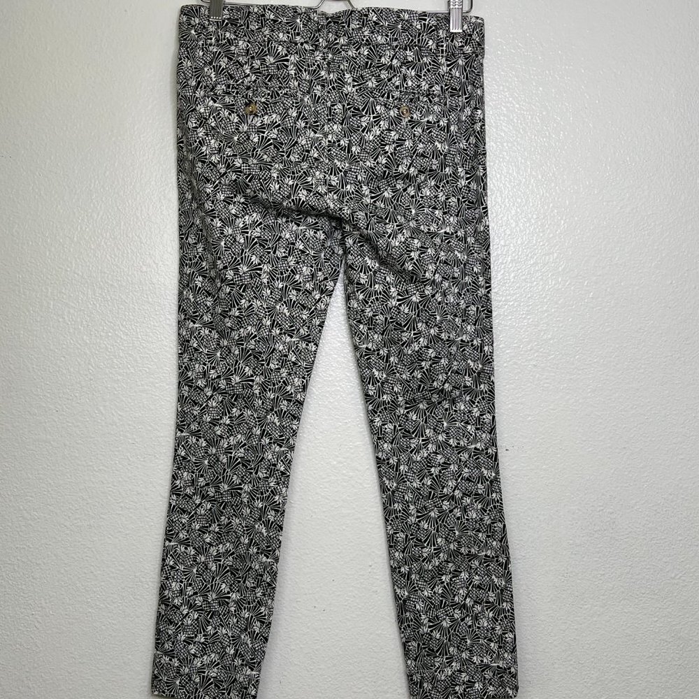ANTHROPOLOGIE Black White Pineapple Print Bowery Ankle Crop Pants Size 8 - Picture 3 of 6
